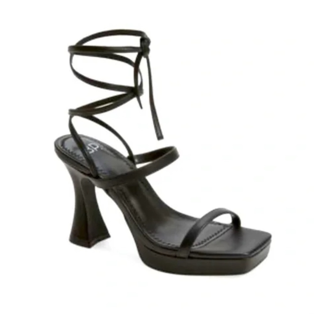 BP Netta Platform Sandal Black Wraparound Ankle Strap NIB • 7.5